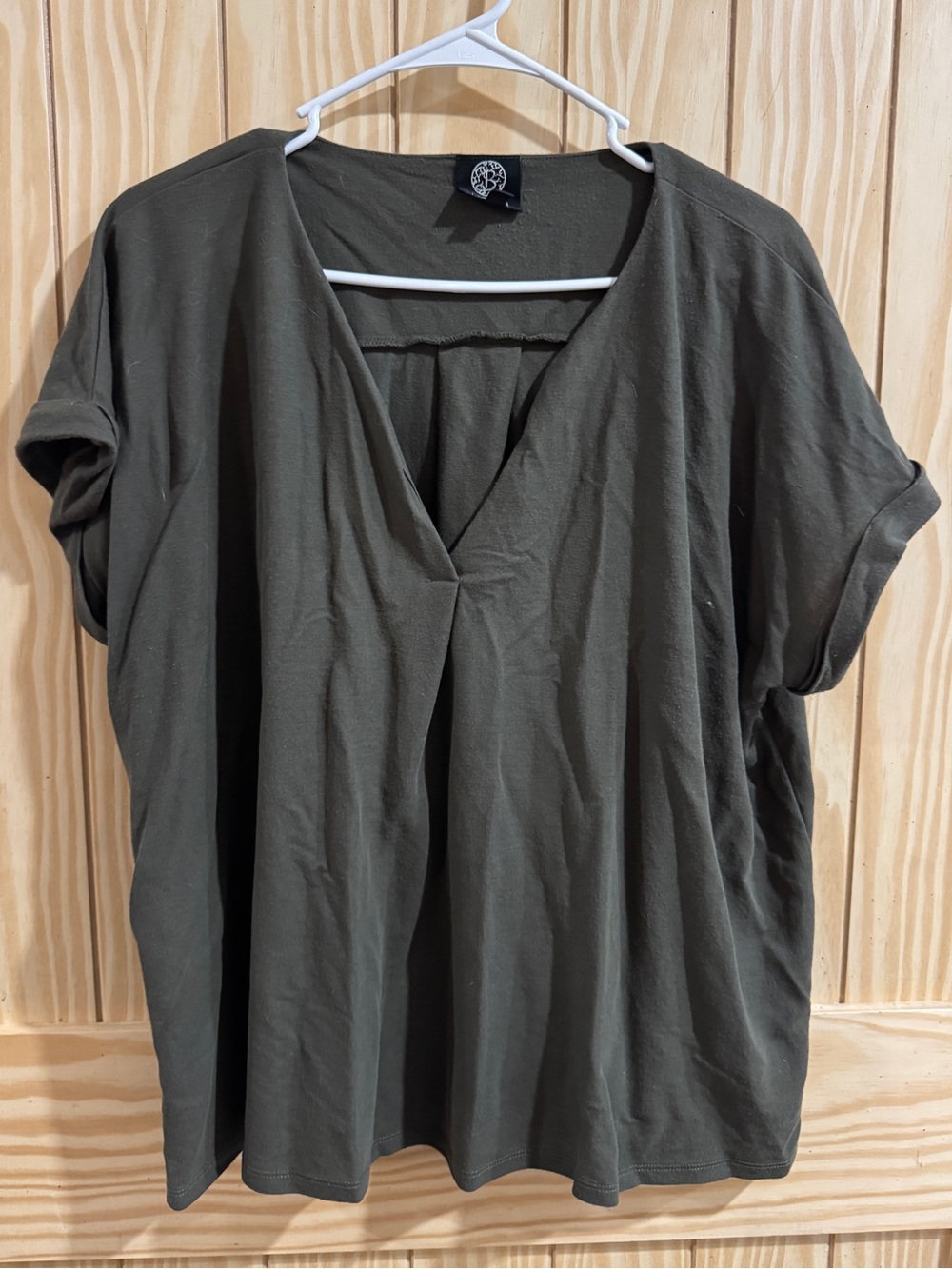 BOBEAU V-NECK BLOUSE—Green—1X